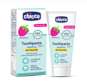 CHICCO TOOTHPASTE , STRAWBERRY FLOVOUR FOR 1Y TO 6Y BABY, FLUORIDE-FREE , PRESENTIVE-FREE ,CAVITY PROTECTION