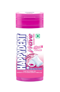 HAPPYDENT WAVE, XYLITOL SUGARFREE FRUITS FLAVOUR , BUBBLE GUM POCKET BOTTLE