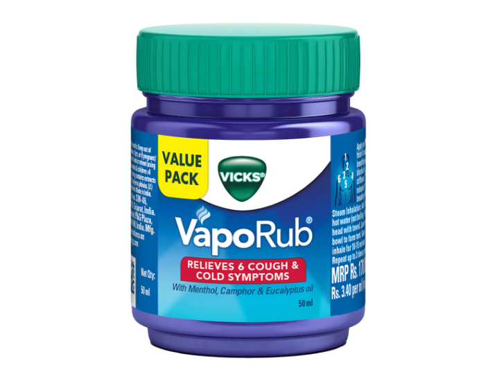 VICKS VAPORUD 50ML, RELIF FROM COLD,COUGH,BLOCKED NOSE,HEADCHE,BODY ACHE, MUSCULAR STIFFNESS AND BREATHIG DIFFCULTY