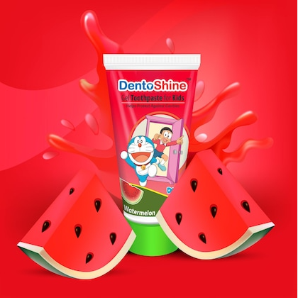 DENTOSHINE GEL TOOTHPASTE FOR KIDS-WATERMELON 80G DM