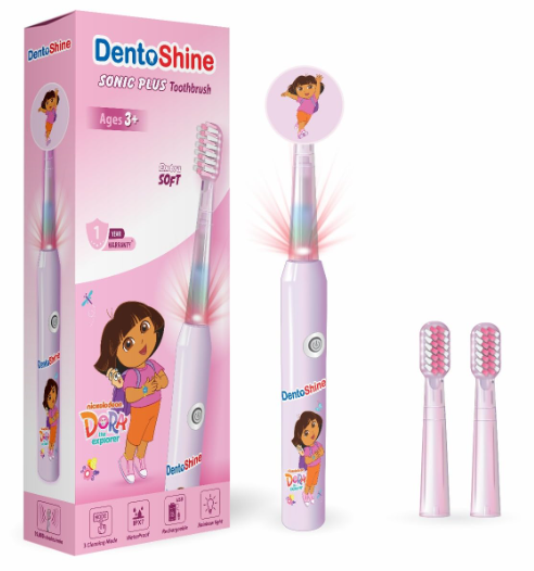 DENTOSHINE SONIC PLUS KIDS PINK TOOTHBRUSH AGES 3+