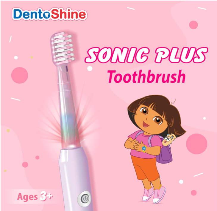 DENTOSHINE SONIC PLUS KIDS PINK TOOTHBRUSH AGES 3+