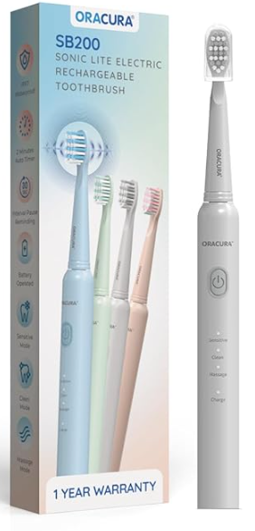 ELECTRIC RECHARGEABLE TOOTHBRUSH-SB200GY-ORACURA